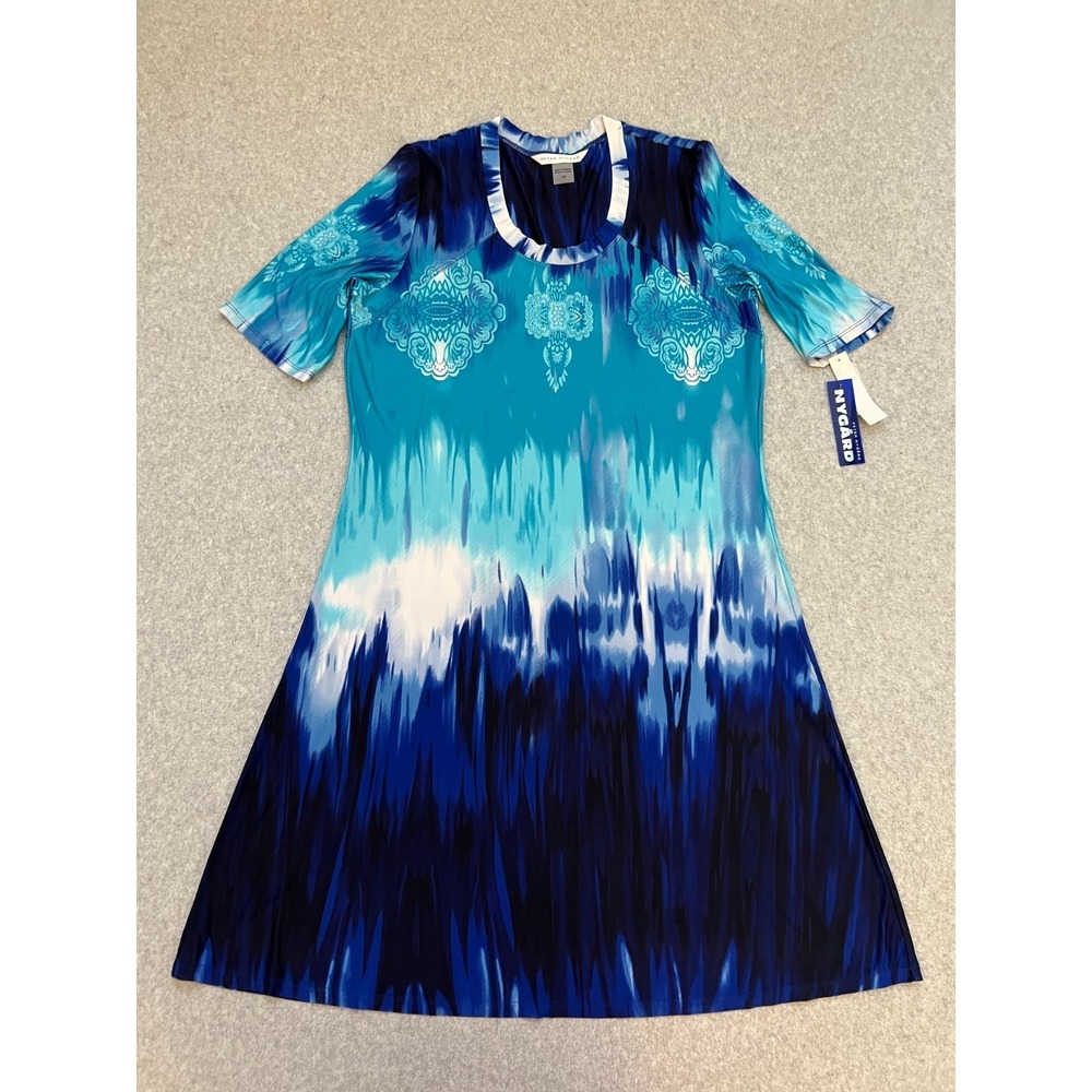 Peterβ Nygard Dress Women's 14 Blue Ombre Tie Dye Coastal Resort Wear NWT $69